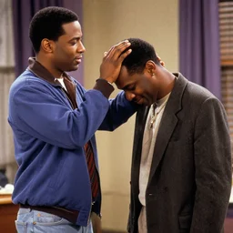 Still shot of scene from Fresh Prince of Bel Air, with Uncle Phil slapping Will upside the head