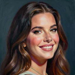 Lana Del Rey, smooth painting, art, detailed, colorful, high contrast, smiling, beautiful hair, deep look, intense atmosphere