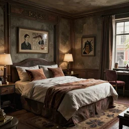 fashioned hotel bedroom from the 2 0 0 0 s trending on artstation 3 2 k intricate artstation hd cgsociety contest winner polycount hd detailed medium shot stuffy atmosphere dim lighting