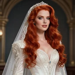 epic professional digital art of stunningly gorgeous redhead female starship bride, by leesha hannigan, iris van herpen, artstation, cgsociety, wlop, epic, much wow, much detail, gorgeous, detailed, masterpiece