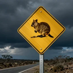 a road sign saying quokka crossing