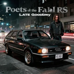 Aqua Metallic Audi 80 RS 2 Avant (1995), black car, a gritty neo-noir, dramatic lighting, cinematic, establishing shot, extremely high detail, photorealistic, cinematic lighting, artstation, by simon stalenhag, Max Payne (PC) (2001) winter new york at night, flashing lights, Poets of the Fall - Late Goodbye