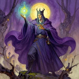 beautiful fantasy illustration of a color conjurer mage, chromomancer. by peter mohrbacher and donato giancola