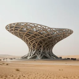 uk pavilion at shanghai expo 2 0 1 0 by thomas heatherwick in the in the desert, in a light fog, hyperrealism, in the style of denis villeneuve movie