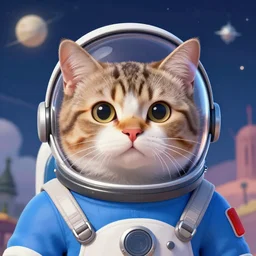 a masterpiece portrait of a cute adorable cat wearing a blue spacesuit, surreal background, digital art by krenz cushart, trending on artstation, cgsociety