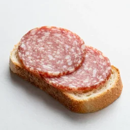 slice of bread with salami