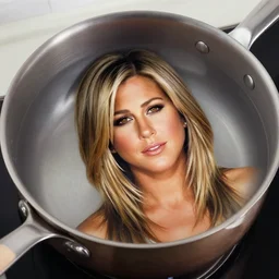 airbrushed art in bottom of saucepan, jennifer joanna aniston, food photgrpahy