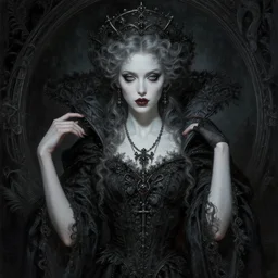 beautiful striking Pre-Raphaelite goth Elvira Mistress of the Dark by Artgerm and Greg Rutkowski, pale, intricate, elegant, highly detailed, digital painting