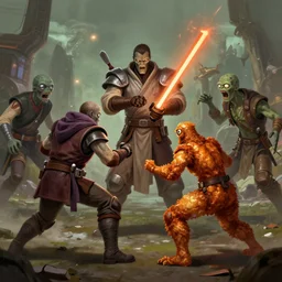 jedi knights fighting zombies and chicken wings artstation digital art hd