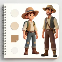 asset sheet, material study ( caricature ) classic point and click adventurer ( realistic surreal style artist inspirations mark ryden and hildebrandt ) foreboding