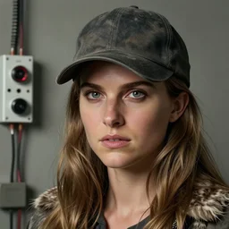 Natalie Portman, wearing baseball cap, very detailed portrait, ultrarealistic, dramatic lighting, electrical details, high details, 4k, 8k, best, accurate, trending on artstation, fur, artstation, photorealism, ultrarealistic, digital painting, style of Dali, Caravaggio, Boris Vallejo