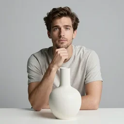 handsome man, thinking, contemporary ceramics