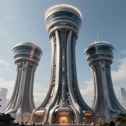 3 d sculpt of cylindrical massive cyberpunk brutalist zaha hadid'air traffic control tower'' aircraft carrier tower'' power station'complex scifi digital movie camera brutalist industrial military building facade, halo, star wars, ilm, star citizen halo, mass effect, high tech industrial, artstation unreal