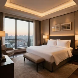 luxury hotel room, realistic, pressphoto, dawn light, insanely detailed, 3 5 mm lens, wide shot