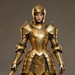 woman knight in golden shiny armor art by Daniel Dociu detailed hd