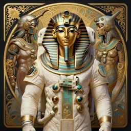 symmetry!! portrait of an astronaut with egyptian motifs, horizon zero dawn machine, intricate, elegant, highly detailed, digital painting, artstation, concept art, smooth, sharp focus, illustration, art by artgerm and greg rutkowski and alphonse mucha, 8 k
