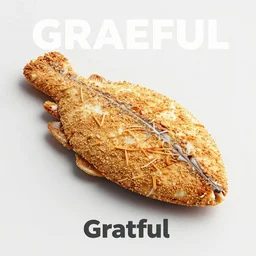 grateful breaded halibut, album cover, 3D model, octane render, realistic lighting