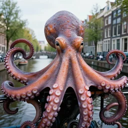 closeup portrait kraken tentacle in an amsterdam canal, huge octopus, photograph, natural light, sharp, detailed face, magazine, press, photo, steve mccurry, david lazar, canon, nikon, focus