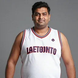 image of a fat indian man wearing a lamelo ball jersey
