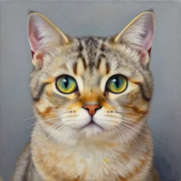 a beautiful painting toy cat, by jean michel basquiat award - winning art in realistic realistic oil painting