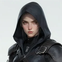a digital art close up portrait of witcher as hooded cyberpunk assassin in london concept art from assassin's creed, handsome young man assassins creed character sheet, 4 k, ultra detail, volumetric lighting, unreal engine, octane render