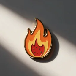 a retro minimalistic fire flame jalapeno enamel pin, hd, concept art