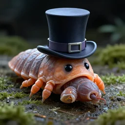 electron microscope picture of tardigrade wearing a top hat