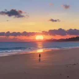 a wholesome animation key shot of a cute empty florida beach sunset, studio ghibli, pixar and disney animation, sharp, rendered in gouache painting, anime gouache key art by greg rutkowski, bloom, dramatic, dynamic lighting