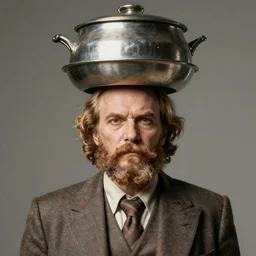 super realistic man with pot on his head, Lenin's bust, high quality, photomodel
