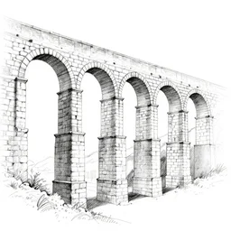 4 arch aqueducrt one line sketch