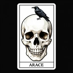 occult skull, occult raven, tarot card illustration