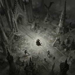 a ultra detailed matte landscape paining of the hunter from bloodborne fighting in anor londo, ultrawide lens, aerial photography, d & d, fantasy, intricate, elegant, highly detailed, digital painting, artstation, concept art, matte, sharp focus, illustration, art by greg rutkowski and rembrandt