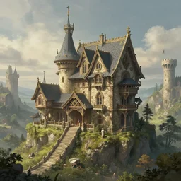Hilltop House, Jordan Grimmer, fantasy city, fantasy kunst, fantasy castle, fantasy house, architecture mystery, artstation