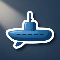 submarine as app icon, telegram sticker design, flat design, glossy design, white outline