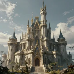beautiful concept art of a high fantasy castle by alan lee, ultra realistic, ultra detailed, masterpiece by mc escher and hr giger, 8 k octane render, ambient diffusion, subsurface scattering, trending on artstation, cgstudio