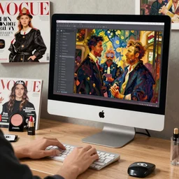 typing, typing, typing, computer programmer, software engineer, apple imac monitor, apple imac monitor, vogue women's fashion beauty celebrity magazine, chanel makeup, ilya kuvshinov, john singer sargent, digital art illustration, impressionist oil painting, trending on artstation, intricate