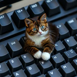 a computer keyboard with cats for keycaps