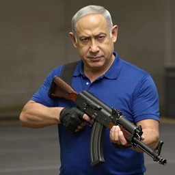 a counter strike character that looks like benjamin netanyahu, in counter strike, holding an ak 4 7