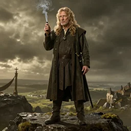 morgan freeman starring as gimli in lord of the rings, full body, high detail shot, smoking, render, cgsociety, photorealism