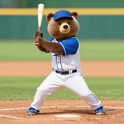 bear playing a baseball, realistic