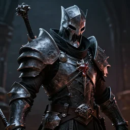 A closeup of a Death Knight by Greg Rutkowski, Bloodborne, 4k photorealistic, volumetric lighting, HD, high details, dramatic, dark atmosphere, trending on artstation