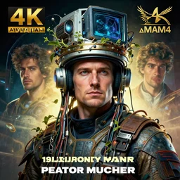 hyperrealist portrait of a 2 0 4 4 space sport engineer, it is decorated with long wires that fall like vines and wears a huge computer crown. by jeremy mann and alphonse mucha, fantasy art, photo realistic, dynamic lighting, artstation, poster, volumetric lighting, very detailed faces, 4 k, award winning