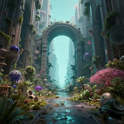 a portal to another blender render vaporwave dimension in the tumultuous subconscious scenery architecture , detailed digital art