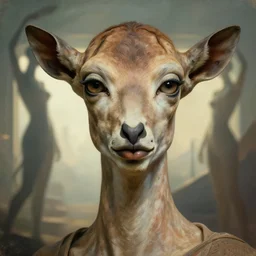 detailed portrait in radical femininity, realistic face sculpted features, ethnic, exotic, deep clear eyes, statuesque gazelle, utopian, optimistic futurist, chiaroscuro, tangible, angular impressionism, ambient morning light, backlight, arabesque backdrop, contemporary, new wave fashion, natural colors, vintage sci - fi art