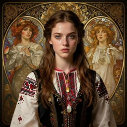 young emanuelle beart, traditional bulgarian clothing, fame of thrones, fibonacci, sweat drops, intricate fashion clothing, insane, intricate, highly detailed, surrealistic, digital painting, artstation, concept art, smooth, sharp focus, illustration, unreal engine 5, 8 k, art by artgerm and greg rutkowski and alphonse mucha