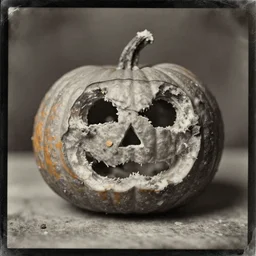 tintype photo of rotting pumpkin