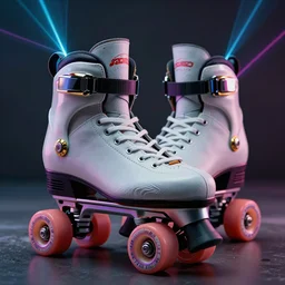 maremma Rollerblading, 80s style, very detailed, dramatic laser lighting, electrical  details, high details, 4k, 8k, trending on artstation, by Hajime Sorayama and Boris Vallejo
