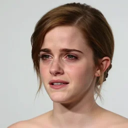 Emma Watson, crying, tears, color, headshot, close-up, studio lighting, color photograph, 200mm, canon, f/22