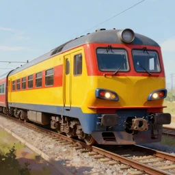 a beautiful insanely detailed matte painting of a train, sharp, ray tracing, ambient occlusion, octane render, intense colors, by moebius, by greg rutkowski