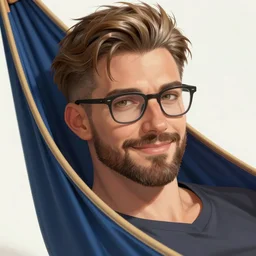 josh hammock, short hair, light brown hair, wisps of gray hair, undercut, beard, glasses, bushy eyebrows, wide neck, smiling, salt and pepper hair, strong nose, hazel eyes, portrait shinkai makoto key hideaki anno sakimichan stanley artgerm lau rossdraws james jean marc simonetti elegant highly detailed digital painting artstation pixiv